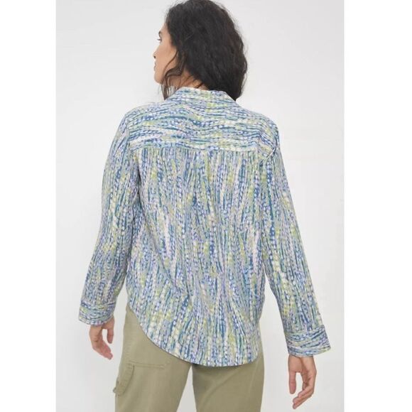 ANTHROPOLOGIE Pilcro Long Sleeve Wrap Blouse - Abstract Print - Size L - Picture 2 of 8